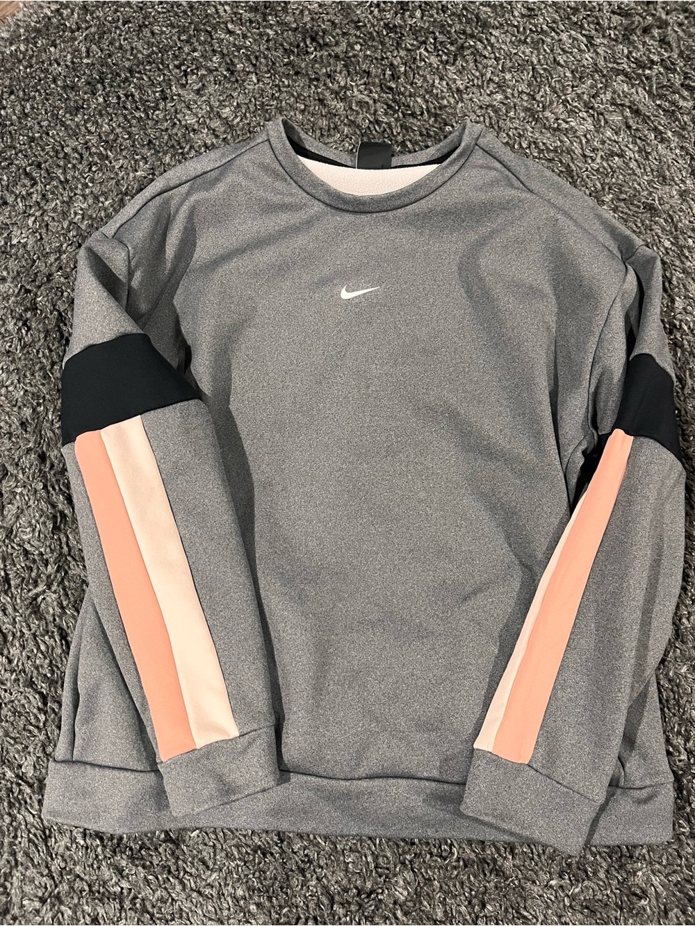 Nike Women’s Therma Training Grey Sweatshirt Pink Black Colorblock Size Large